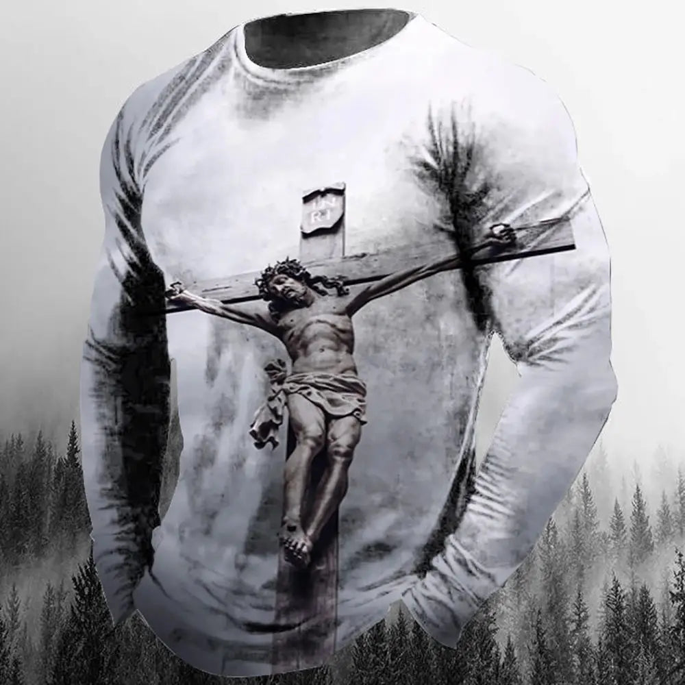 3D Christian Long Sleeve Crew Neck