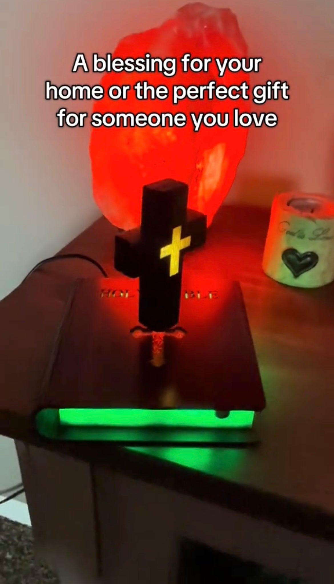 Magnetic floating cross bible lamp