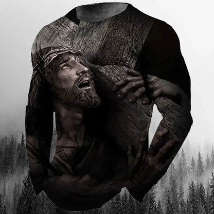 3D Christian Long Sleeve Crew Neck