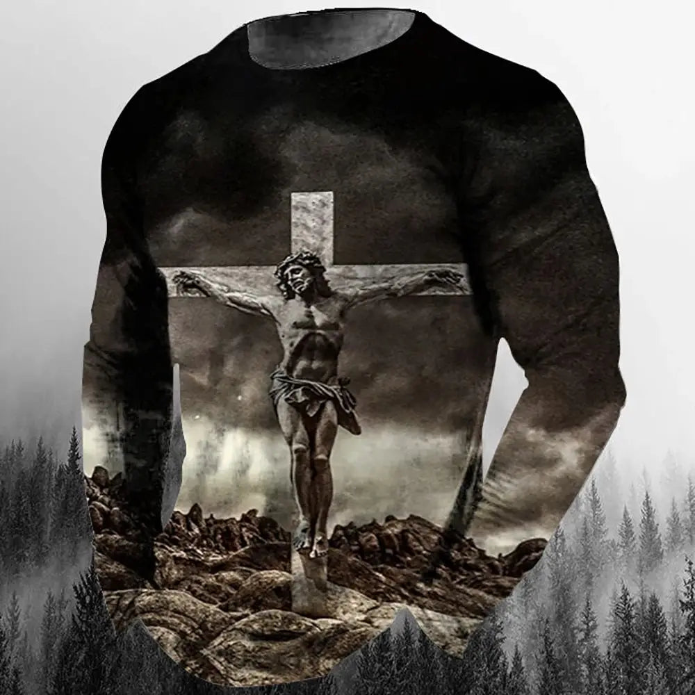 3D Christian Long Sleeve Crew Neck