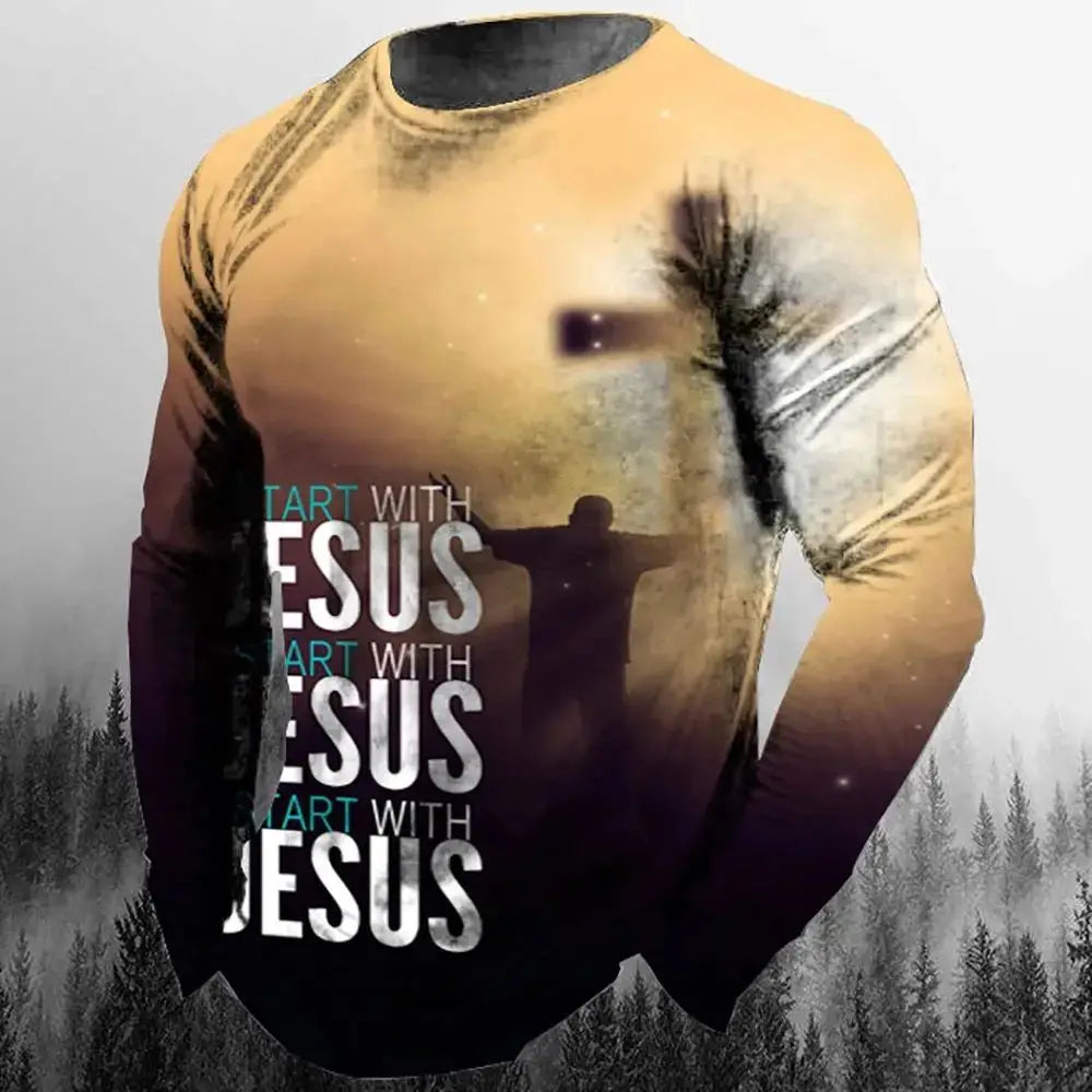 3D Christian Long Sleeve Crew Neck
