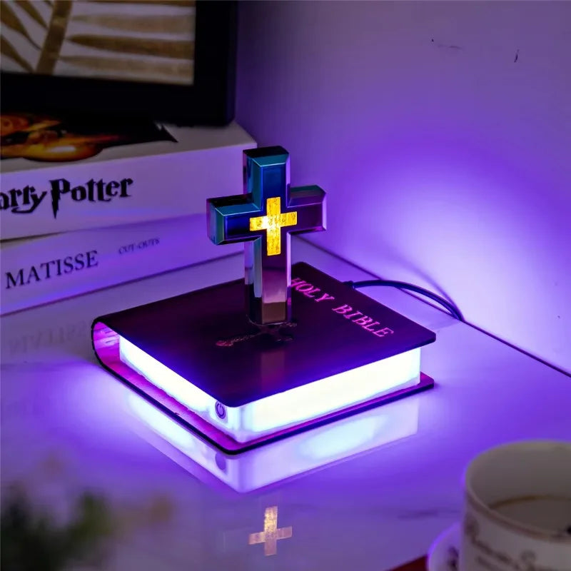 Magnetic floating cross bible lamp