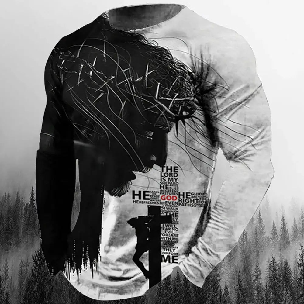 3D Christian Long Sleeve Crew Neck