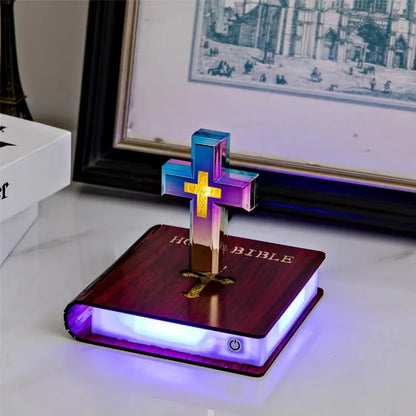 Magnetic floating cross bible lamp