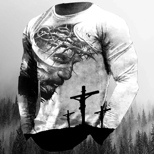 3D Christian Long Sleeve Crew Neck