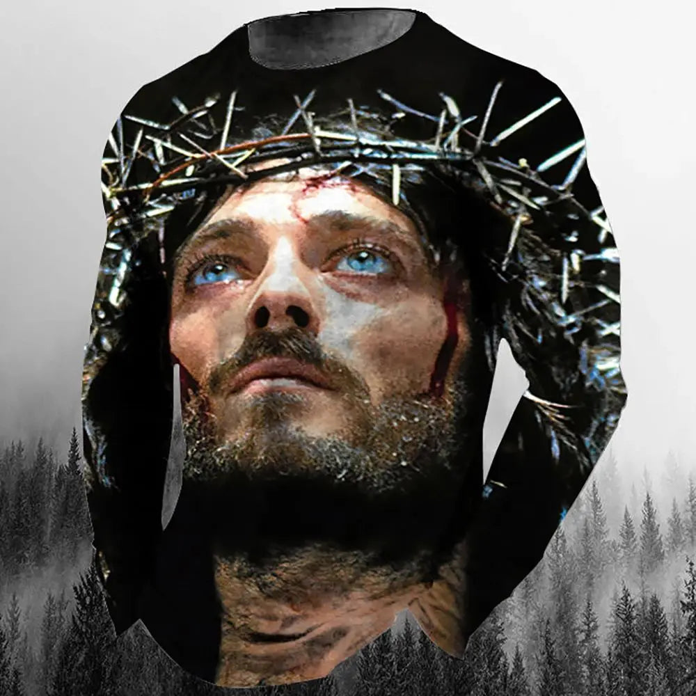 3D Christian Long Sleeve Crew Neck