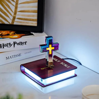 Magnetic floating cross bible lamp