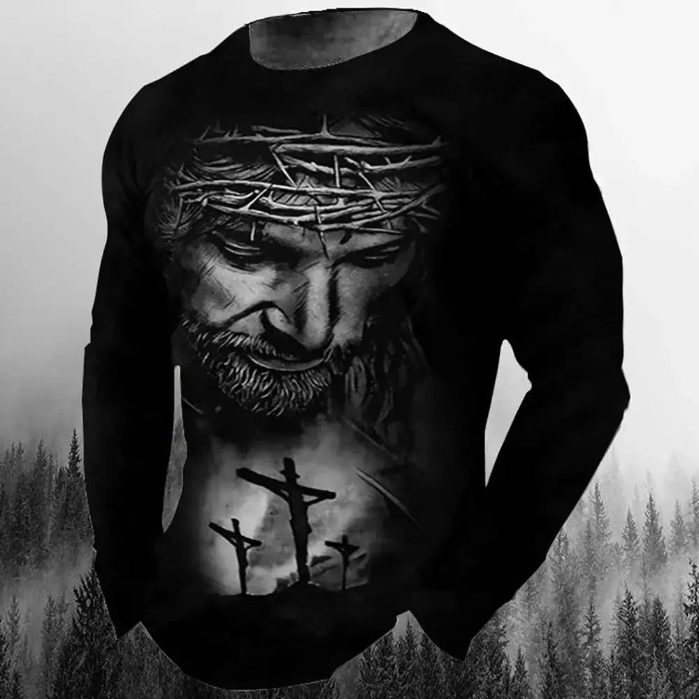 3D Christian Long Sleeve Crew Neck